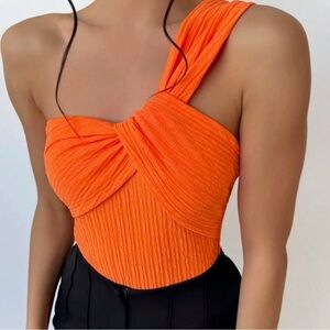 Vibrant Orange One-Shoulder bodysuit never worn